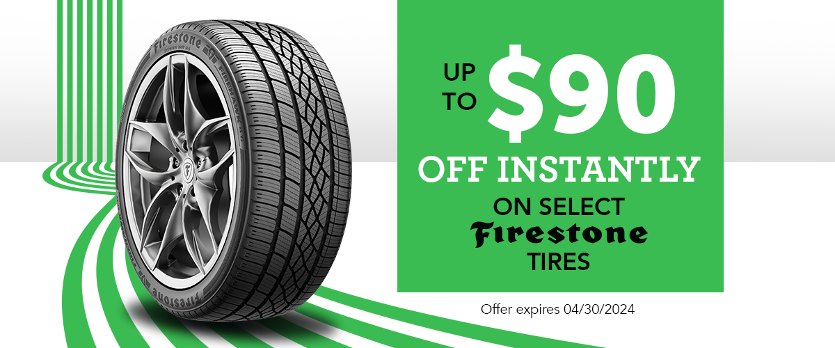 Up to $90 Off Instantly on select Firestone Tires
